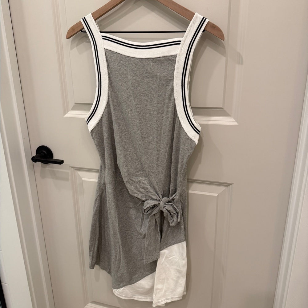 Anthropologie Gray Tie-Front Mini Dress - Picture 3 of 6